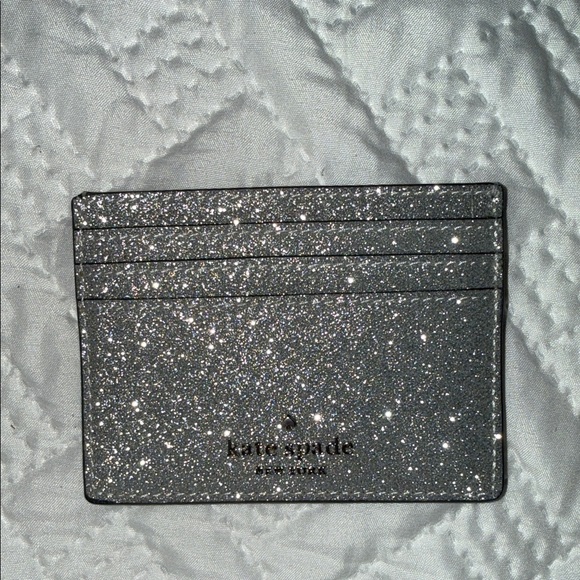 kate spade Handbags - kate spade glitter card case in silver sparkle